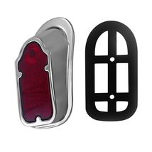 Motorcycles LED Brake Tail Light, Chrome Metal Tombstone Red Taillight with - $53.90