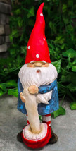 Festive Holiday Golfer Gnome Using Toadstool Mushroom As Golf Club Figurine - $29.99