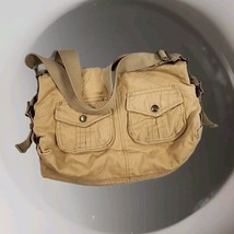 FOSSIL Large Tote Handbag Purse Tan Adjustable Strap Grunge Distressed Hippie - £11.48 GBP