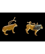 Lion &amp; Lioness Wood Carved Figures Figurine Set Lot 2 Christmas Ornaments - €34,13 EUR