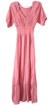 Kings Road pink maxi short sleeve women&#39;s dress v-neck floral lace S - £119.53 GBP