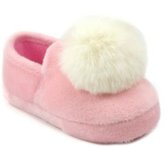 Wonder Nation Girls Slippers House Shoes Size 7/8 Pink With White Pom Soft New - £9.64 GBP