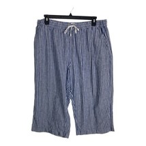 BeachLunchLounge Womens Pants Size xxl Elastic Tie Waist Crop Blue White... - £18.48 GBP