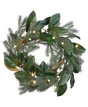NATIONAL TREE COMPANY 24&quot; Magnolia Mix Pine Wreath with LED Lights. NEW - £54.84 GBP