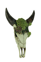 Zeckos Aged Bull Skull with Succulent Plants Hanging Statue - £56.40 GBP