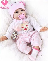 VACOS 22&quot; Reborn Baby Dolls Kids Gift Weighted Cloth Body Doll Toddler Handmade - £39.40 GBP