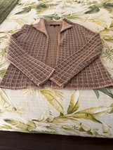 Women&#39;s Sweater Jacket (Brand: Kasper) Brown, Tan &amp; Cream Size M - £34.06 GBP