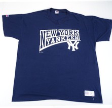 Vintage 2000 Russell Athletic New York Yankees MLB Bleu Col V T-Shirt XX... - £15.05 GBP