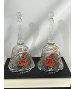 ARTMARK West Germany Red Rose Flower 24% Lead Crystal Bells with Ringer ... - $16.83