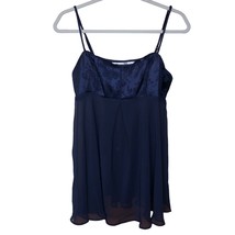 Victoria Secret Navy Babydoll Gown Sheer Chemise S-M READ Size Red Heart Label - £26.62 GBP