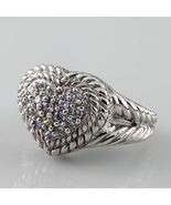 Judith Ripka Argento Sterling Zirconi Diamonique Cuore Misura Anello 6.75 - €362,40 EUR
