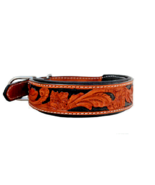 Shwaan Tooled Leather Dog Collar Handmade Floral Hand tooled Medium 13&quot; ... - $48.99
