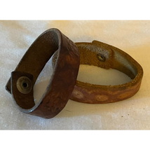 C1970 Hippie Embossed Stamped Leather Bracelets - $17.09