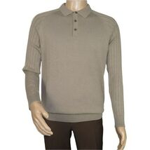 Men's Sweater Knit By BRANGO Turkey Polo Neck Cotton Blend 21228 Dark Beige image 3
