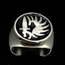 Sterling silver ring French Foreign Legion insigne France coat of arms with Blac - £111.88 GBP