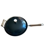 Joyce Chen 14 inch  Carbon Steel Wok Pan SilverDouble Handles W. Lid Fla... - $69.90
