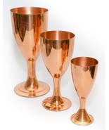 Set of 3 Copper Wine Drinking Glass Large Medium Small For Decoration - £30.75 GBP