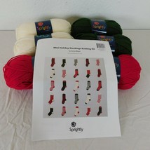 Sprightly Yarns Acrylic 6 Skeins Mini Holiday Stockings Knit Kit Red Green White - £31.12 GBP