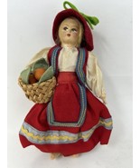Consuelo Cloth Doll Basket – Handmade Italy – 6-7&quot; – Vintage 1950s? - £31.52 GBP