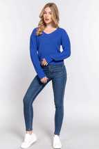 Blue Dolman Long Sleeve Strappy Open Back Sweater Top_ - £14.94 GBP