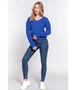 Blue Dolman Long Sleeve Strappy Open Back Sweater Top_ - £14.90 GBP