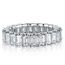 Émeraude Coupe Labo Grown Diamant Complet Eternity Band 14k or Blanc 3.50-4.70 - £1,835.63 GBP+