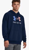 Under Armour Freedom Mens Fleece Blue Flag Graphic LS Blue Hoodie!!(Large) - $37.61