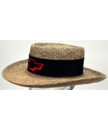 Vtg CHEVROLET BOWTIE EMBROIDERED STRAW SAFARI HAT-YUPOONG-Size 7 - £23.89 GBP
