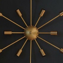 12 Arm Mid Century Style Flush Mount Chandelier Made From Polish Brass - £174.63 GBP