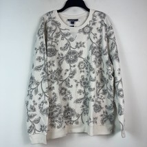 Karen Scott Womens XXL Eggshell Gray Floral Printed Crewneck Sweatshirt ... - $19.59