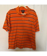 Ashworth UVA Cavaliers Striped Polo Shirt Orange Blue Large Cotton Golf - $25.00