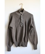 Vtg London Fog Outdoors Unlimited 34&quot; Chest Brown Henley 100% Wool Sweater - £23.22 GBP