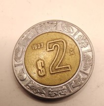 2 Pesos 1997 With &quot;M&quot; Mexican Coin - $4.00