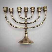 Vintage Candle Holder Brass Menorah Hanukiah Chanukah Judaica Israel Han... - $200.00