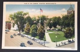 Vintage Linen Postcard 1930-1945 View of the Common, Taunton, Massachusetts - £5.39 GBP