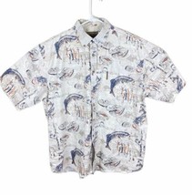 Magellan Outdoors Bass Fishing Lure Lilly Pad Cotton Mens Casual Shirt XL - £10.50 GBP