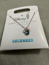 Disney Parks Minnie Mouse Faux Zircon December Birthstone Necklace Gold Color  image 5