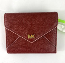 Michael Kors Wallet Mott Slim Envelope   Leather Brandy Red  Small W16 - £47.87 GBP