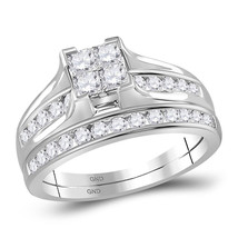 10k White Gold Princess Diamond Bridal Wedding Engagement Ring Set 1.00 Ctw - £879.82 GBP