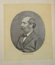 President James A Garfield Portrait Engraving Print Antique - £39.30 GBP