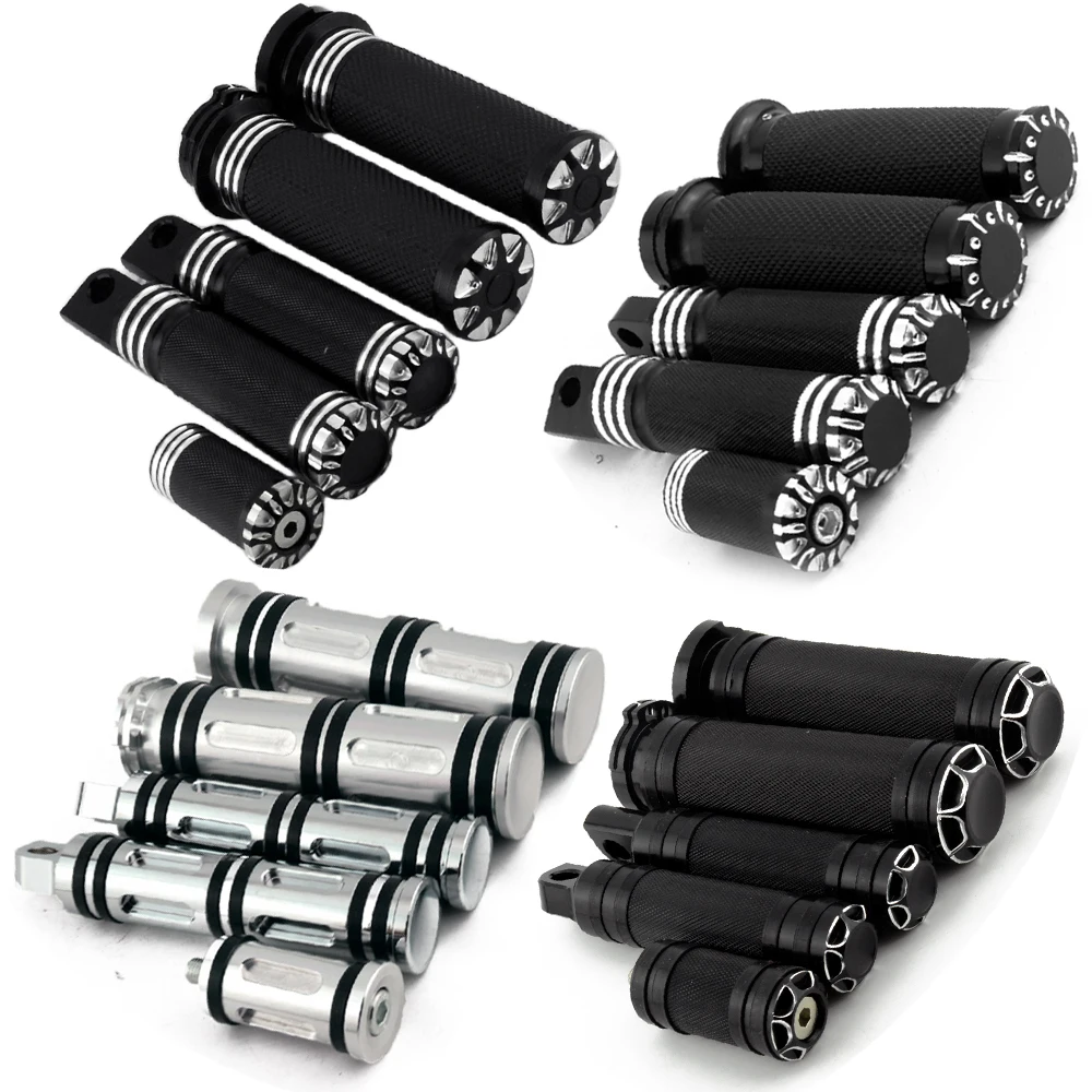 Motorcycle Handle Bar 1&quot; Hand Grips Foot Pegs Shifter Pegs Nail For Harley - £12.16 GBP+