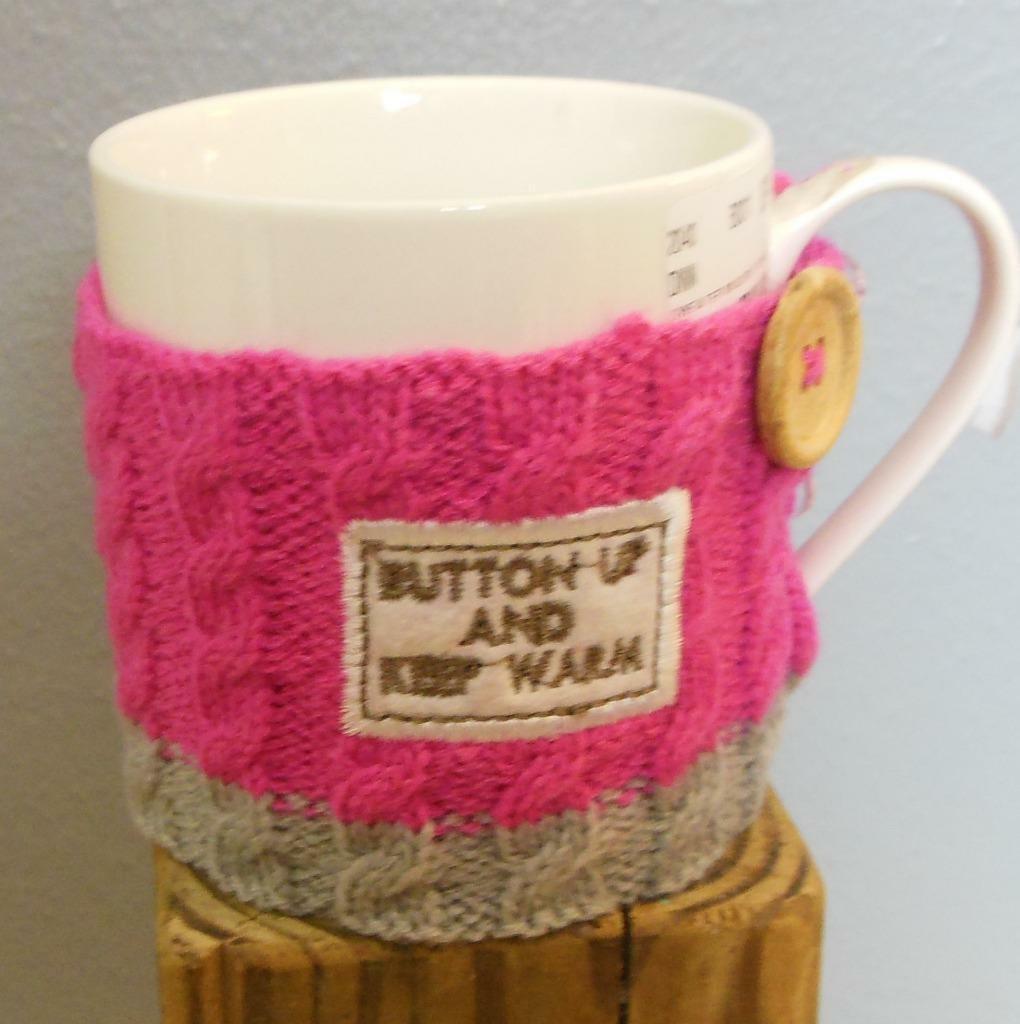 Primary image for "Button Up and Keep Warm" Mug with Sweater Boston Warehouse 3.5"