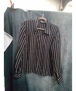 Newport News Womens Button Down Sheer Black White Stripes Sz 14 9001ARE - €15,02 EUR
