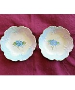 2 Hand Painted Small China Gold Trimmed Plates 4&quot; Blue Violets Helen Baer - £10.10 GBP