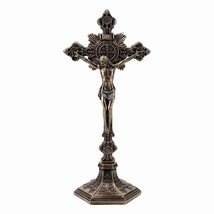 Jesus Cross of the Holy Father Benedict Wall Decor Statue Gold Cast Bronze - $79.75