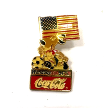 Coca-Cola World Cup 94 Dog Soccer American Flag Vintage 1 1/2&quot; Pin - $4.95