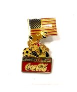 Coca-Cola World Cup 94 Dog Soccer American Flag Vintage 1 1/2&quot; Pin - $4.95