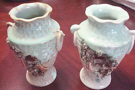 Chinese Ceramic pair of vases Chinese town handcarved in vase[a] - £142.44 GBP