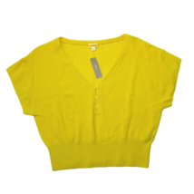 NWT J.Crew Featherweight Cashmere V-neck T-shirt in Bright Sun Yellow Sweater XL - $91.08