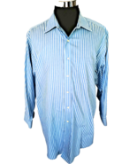 Brooks Brothers Striped Shirt Men&#39;s Size 17 2/3 Button Front Cotton Blue... - $16.63